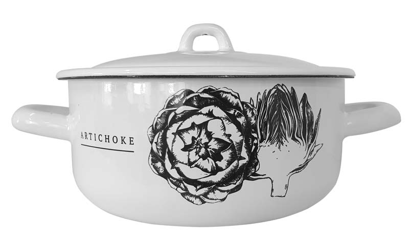 Кастрюля эмаль 1,45л цил. с рис Артишок Artichoke (6шт) - С16072/4Э
