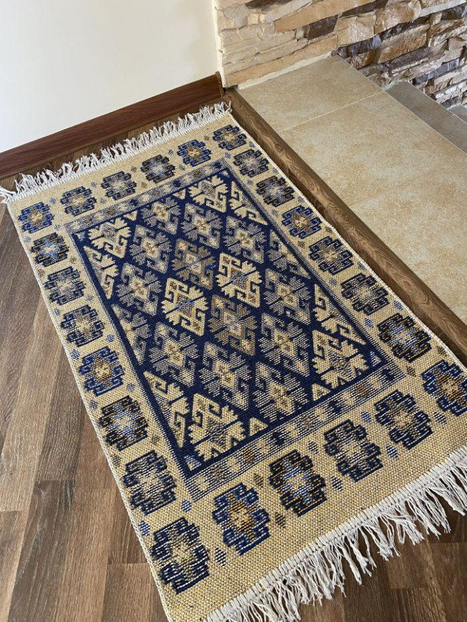 Коврик хлопковый 50*80см Kilim Usak крем-син. Турция (1шт) - UK1578