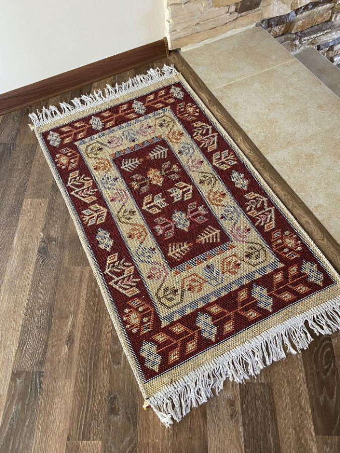 Коврик хлопковый 60*90см Kilim Usak вишн-крем. Турция (1шт) - UK1979