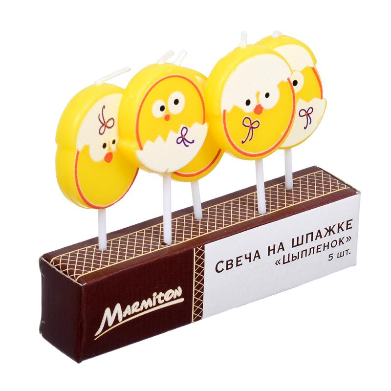 Набор свеча на шпажке 5шт Цыпленок Marmiton 3,5*3см (24шт) - 17078 (н)