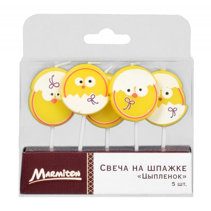 Набор свеча на шпажке 5шт Цыпленок Marmiton 3,5*3см (24шт) - 17078 (н)