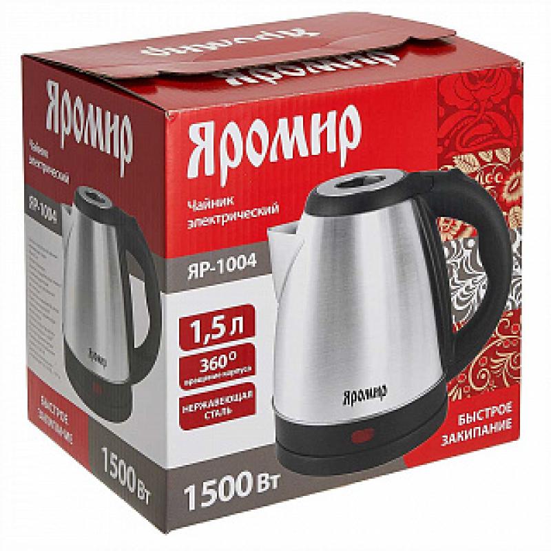 Чайник эл нерж 1,5л 1500Вт Яромир ЯР-1004 (12шт)