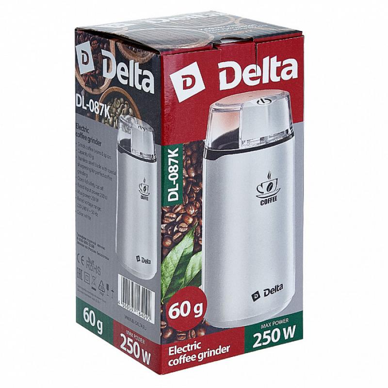Кофемолка эл 250Вт обьем 60гр Delta бел. (8шт) - DL-087К