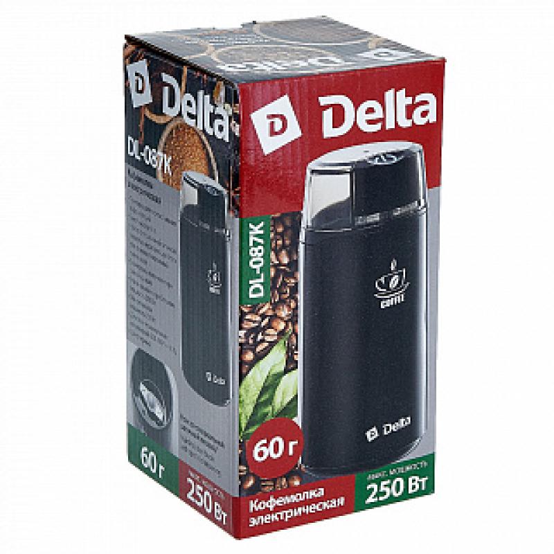 Кофемолка эл 250Вт обьем 60гр Delta черн. (8шт) - DL-087К