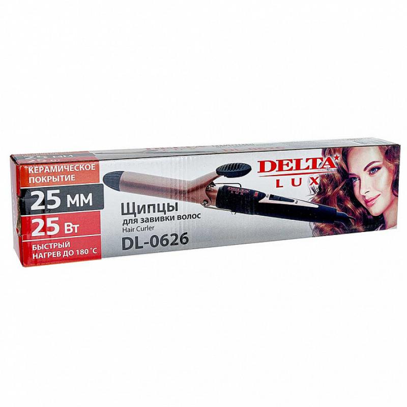 Щипцы д/волос 25Вт д25мм керамич покрытие Delta Lux коричн. (24шт) - DL-0626