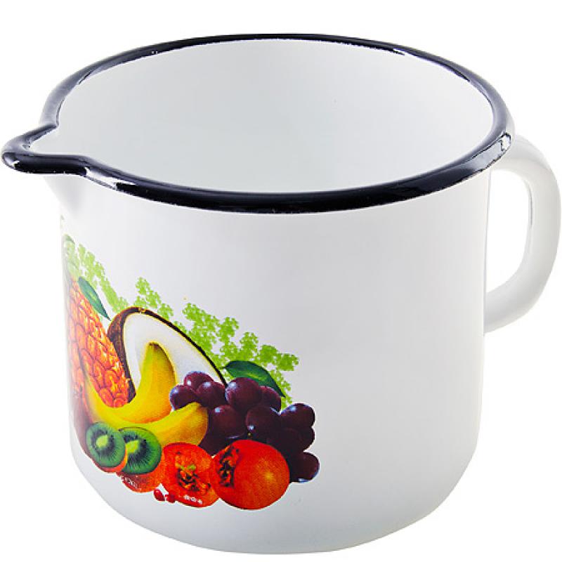 Кружка эмаль 1л с нос. б/кр с рис бел. (18шт) - 40104-072/4 (703726)