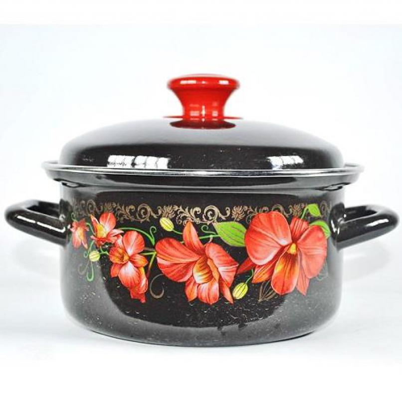 Кастрюля эмаль 2,3л цил.об. без рис корич. (4шт) - 51904-382/6-У4 (703488)