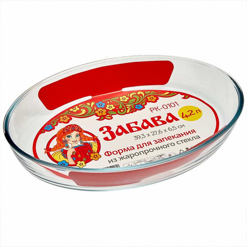 Форма д/запекания стекло 4,2л овал 39,3*27,6*6,5см Забава РК-0101 (6шт)