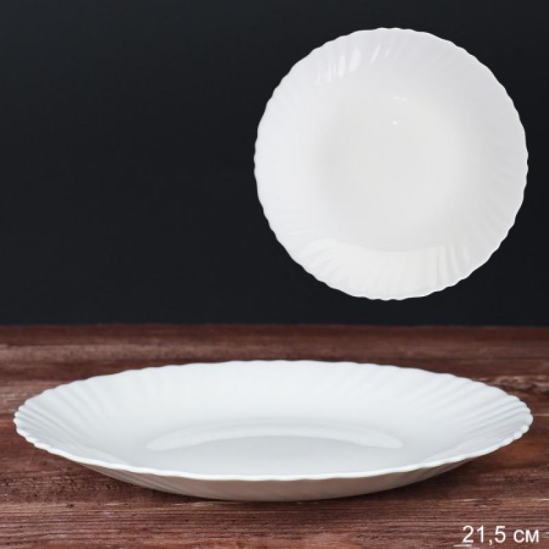 Тарелка стеклокерам 21,5см мелкая бел LHP85/6 O30085CE (WHITE) (6/48шт) - 691087/731820