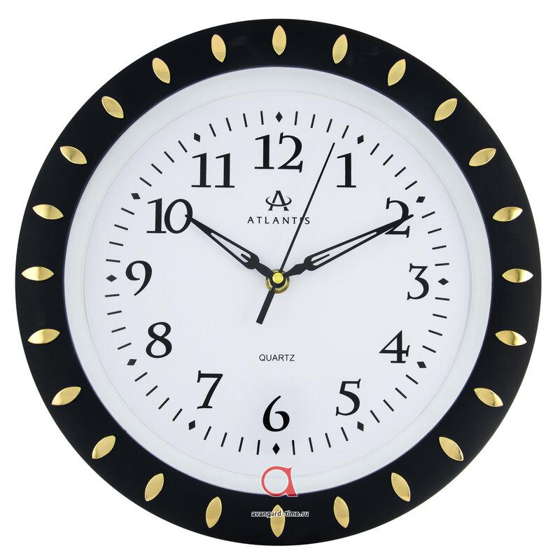 Часы настенные Atlantis круг 29см GD-8520 black**