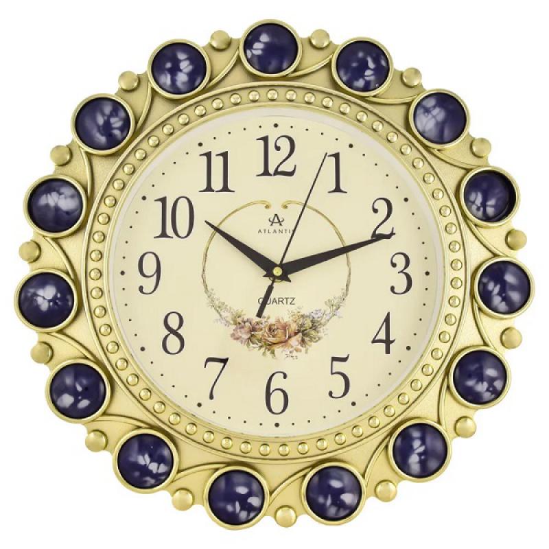 Часы настенные Atlantis круг 35см со стразами TLD-6998Е blue jewelry** (SSS)