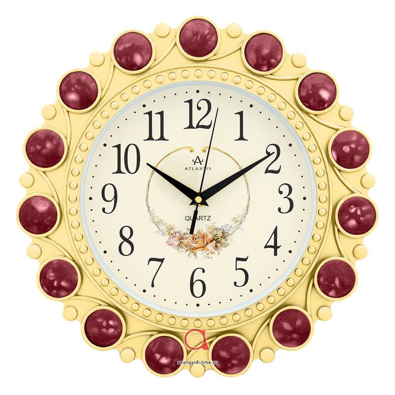 Часы настенные Atlantis круг 35см со стразами TLD-6998Е brown jewelry** (SSS)