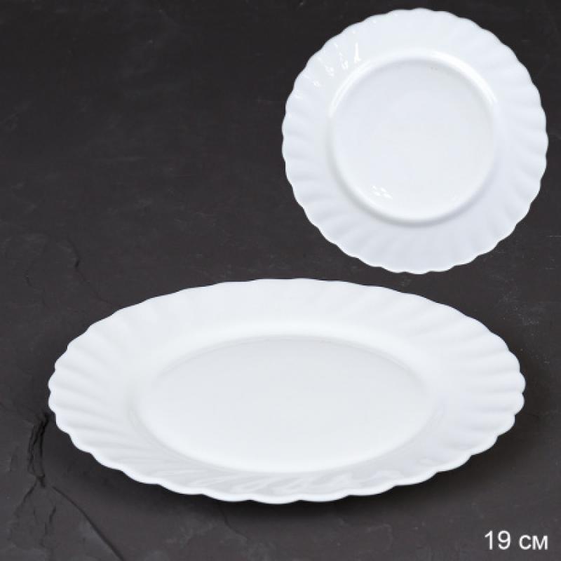 Тарелка стеклокерам 19см форма Ромашка белый LXWP-75 (WHITE) (6/72шт) - 679848