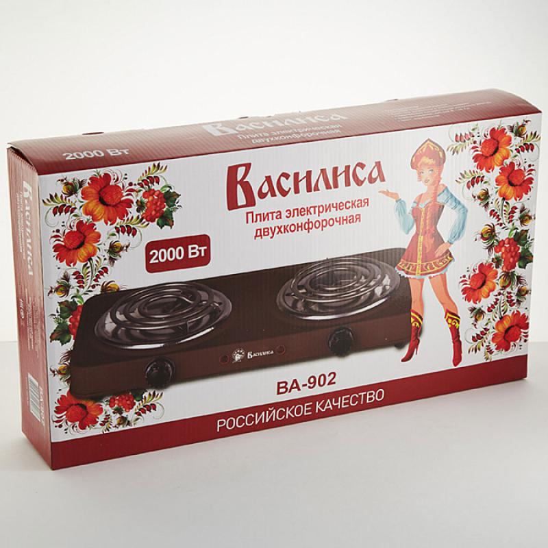 Плитка эл 2х конф спираль 2000Вт Василиса коричн. (5шт) - ВА-902