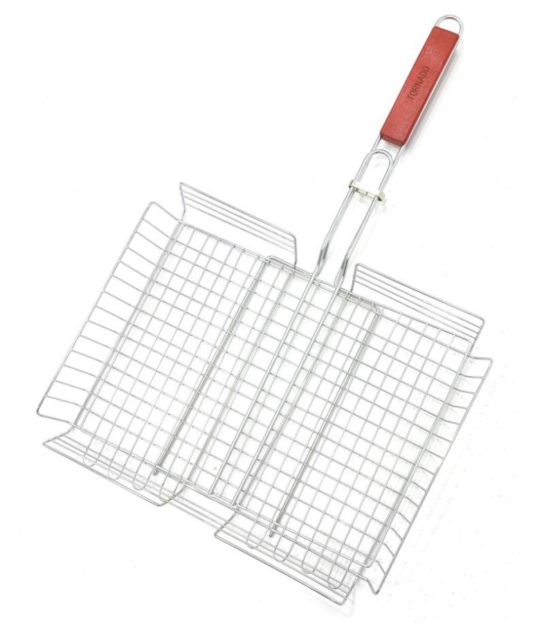 Решетка д/барбекю хром 42*32*5,5см глубокая большая, длина 68см (20шт) - 290010