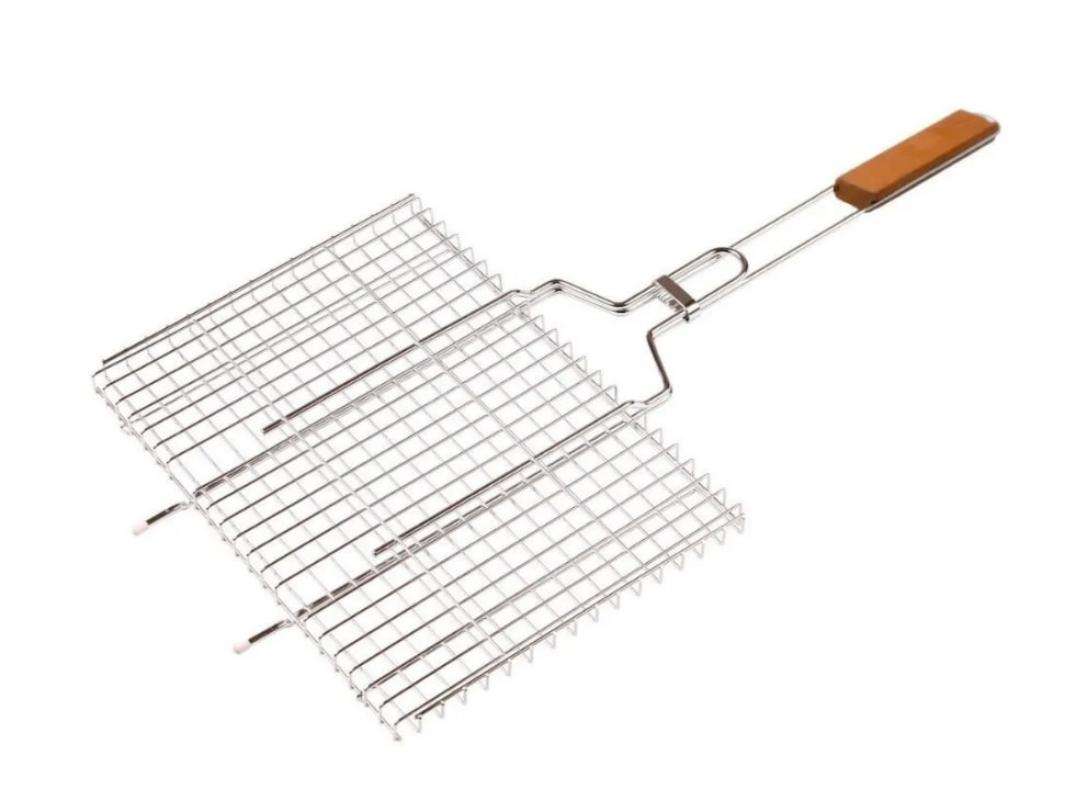 Решетка д/барбекю хром 38*26см плоская большая, длина 53см (40шт) - 290012** *
