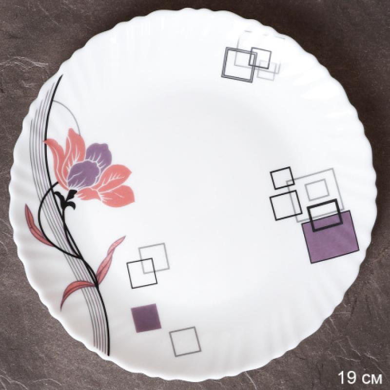 Тарелка стеклокерам 19см Абстракция квадраты LHP-75 (6834-2) (6/72шт) - 722019