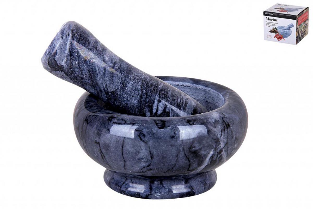Ступка с пестиком мрамор 8*4,5см черн. (1/32шт) - 5035