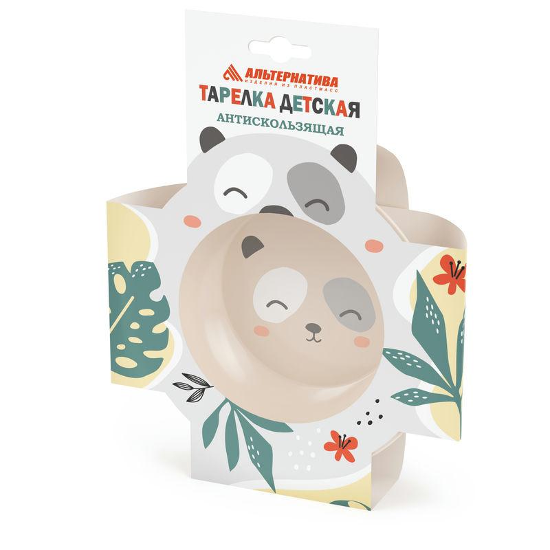 Тарелка детская пласт Лапочка антискользящая (16шт) - М8863 (в)