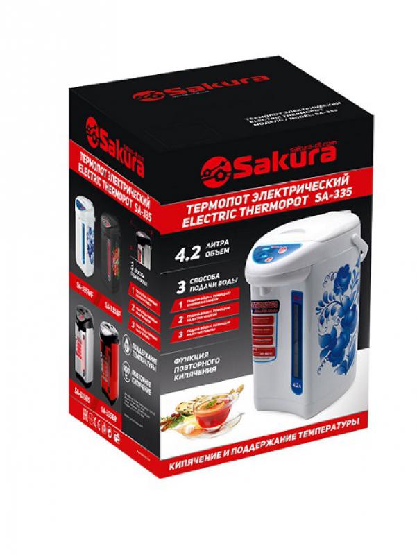 Термопот 4,2л 750Вт Sakura 3 способа подачи воды съем/кр бел. с рис (6шт) - SA-335WF