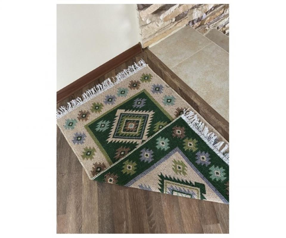 Коврик хлопковый 60*120см Kilim Usak UK02 зел. Турция (1шт) - 6120201
