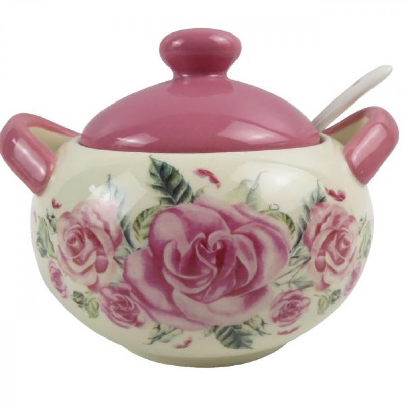Сахарница керамика 0,38л с ложкой (36шт) - BM-0625-02** * (SSS) (н)