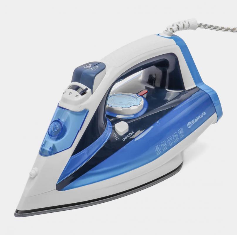 Утюг керам. покрытие 2400Вт вертик.отпаривание самоочистка Sakura (10шт) - SA-3053CBL