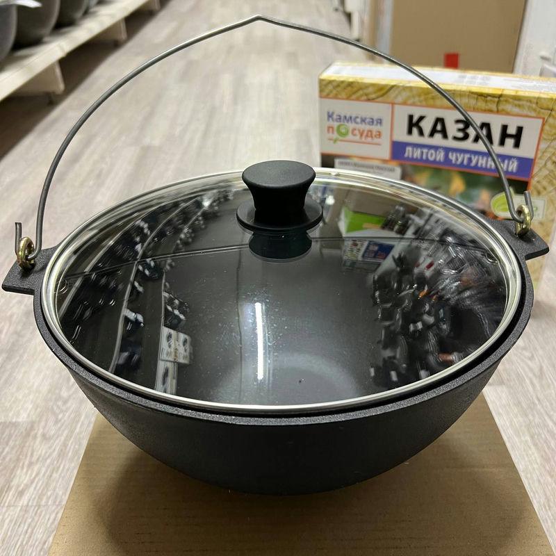 Казан чугун 7л с дужкой стекл/кр силик.руч (1шт) - к72д-пк