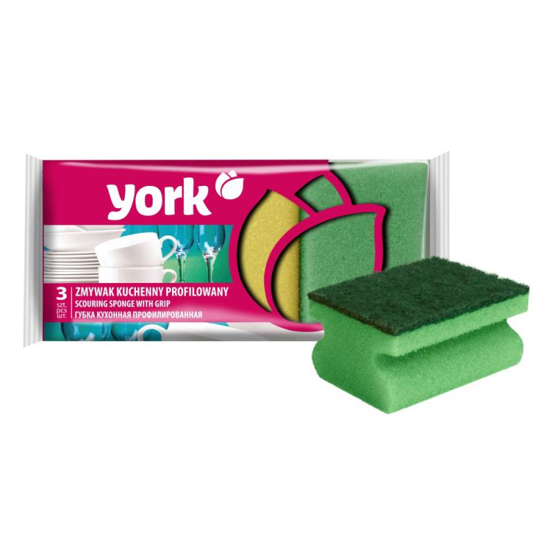 Губки д/посуды 3шт профильные York (45шт) - 031010 (в)