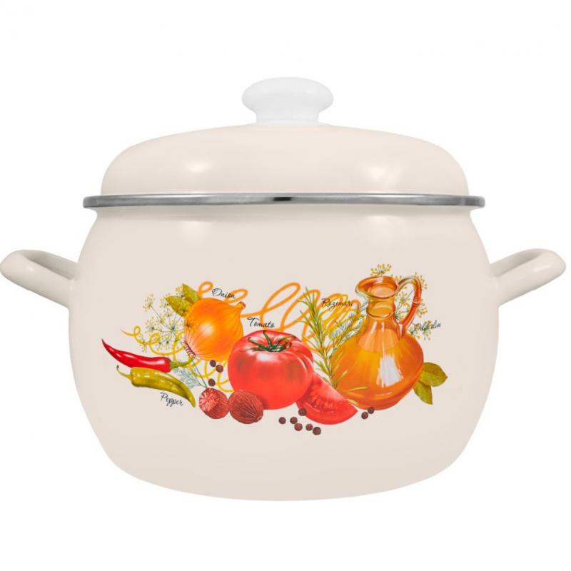 Кастрюля эмаль 5л сфер с рис Итальянская кухня (4шт) - С4216АП2/4Жм (в)