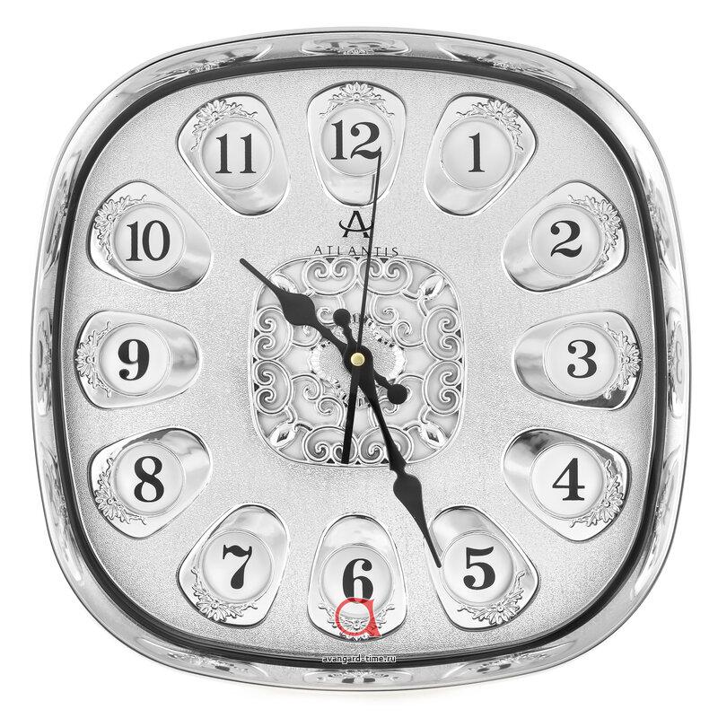 Часы настенные Atlantis квадрат 34,5х34,5см D627J silver **