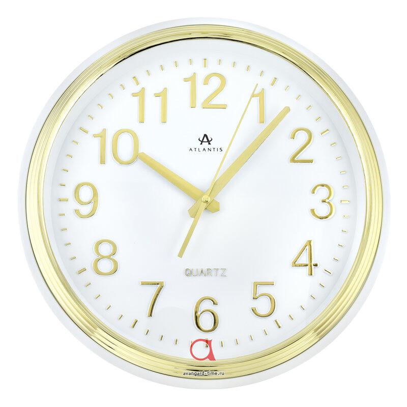 Часы настенные Atlantis круг 32,5см TLD-35149 white/yellow gold**