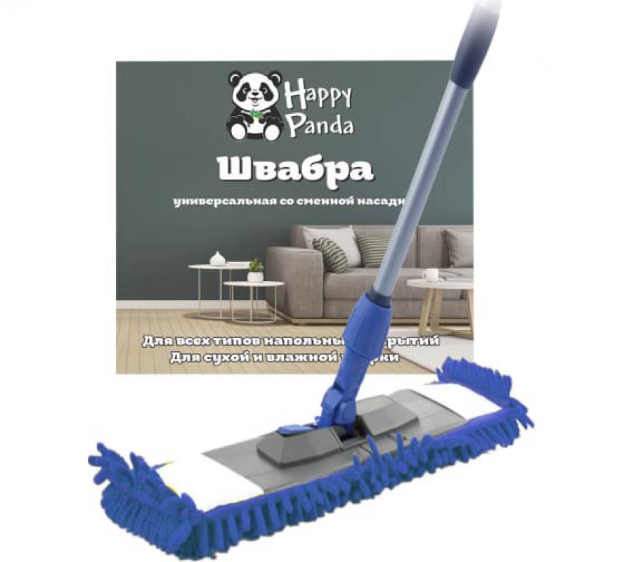 Швабра плоская 120см микрофибра 44*14см лапша телеск/руч Happy Panda Sakura (10шт) - HP-M04