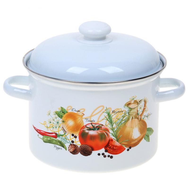 Кастрюля эмаль 4,5л цил. с рис Итальянская кухня (4шт) - С1615АП2/4 (в)