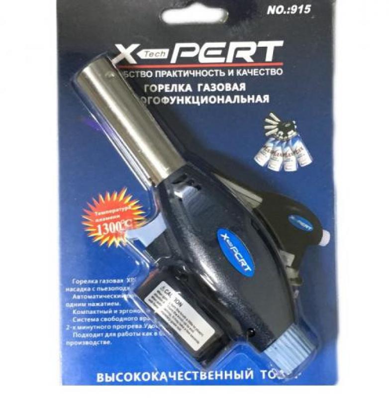 Горелка газовая 915 с регулировкой пламени пьезоподжиг t=1300гр син. (10/100шт)** *