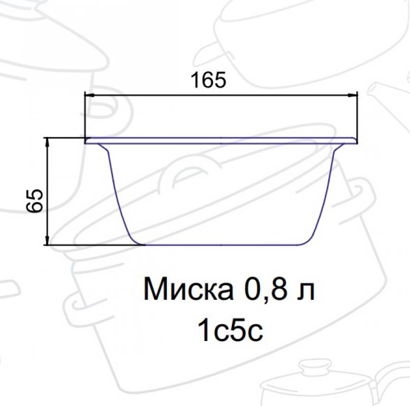Миска эмаль 1,5л с рис Клубника садовая изумр. с зерн. (20шт) - 1с7с