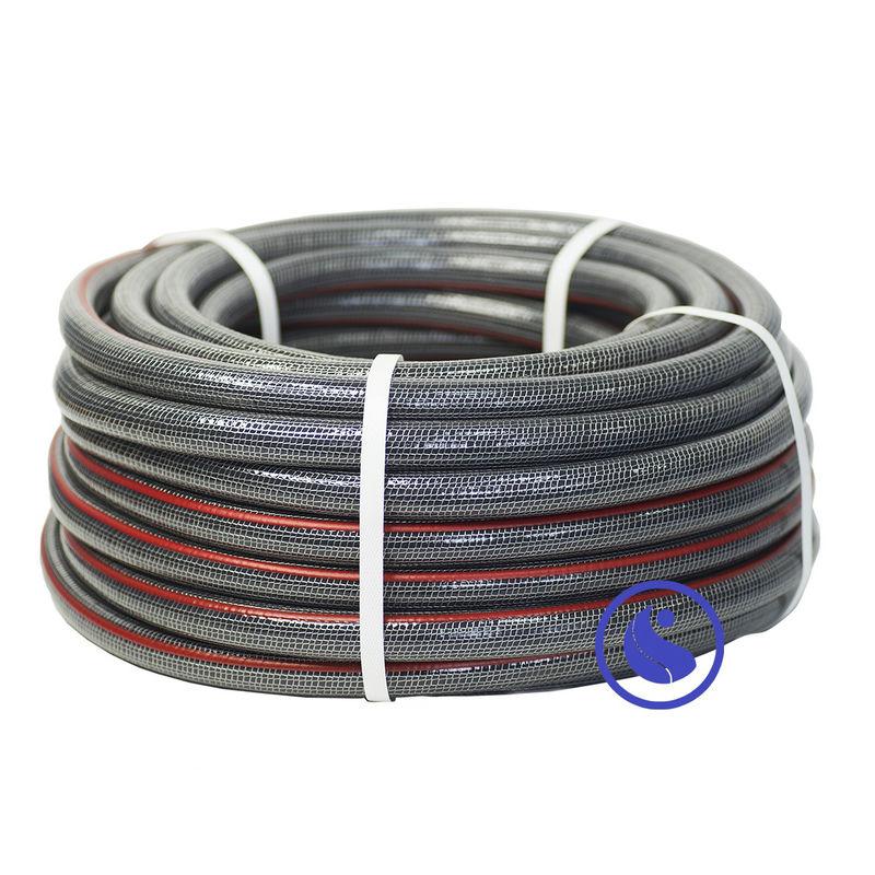 Шланг ПВХ армиров 3-х сл д18*24мм толщ.стенки 3мм 25м GARNET CARBON с крас.пол - 104158** (SSS) (н)