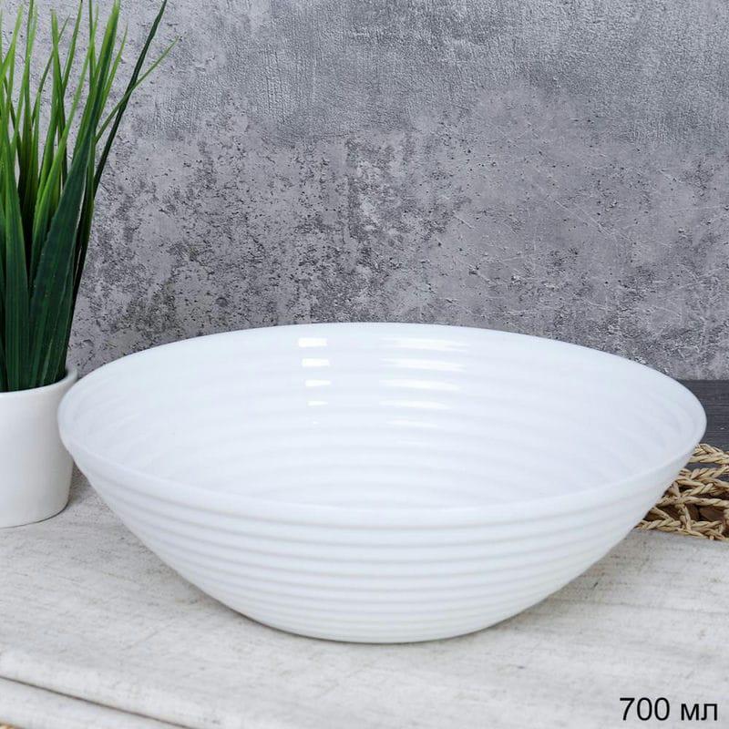 Салатник стеклокерам 700мл 19см рифл LBWW70/6 (WHITE) бел. (6шт) - 716409**