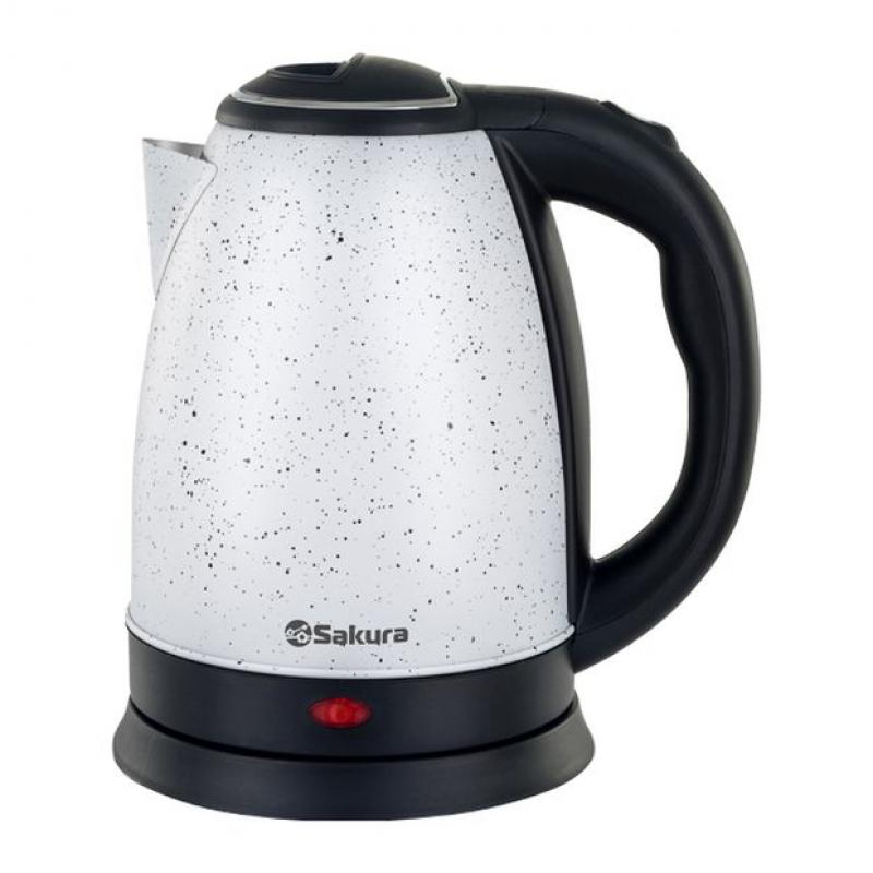 Чайник эл нерж 1,8л 1800Вт крышка нерж Sakura бел-крап. (12шт) - SA-2134DW