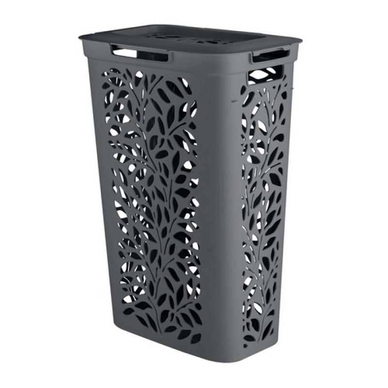 Корзина д/белья пласт 40л Leaves 44*27,5*63,5см с/кр сер. (4шт) - ПБ 49425