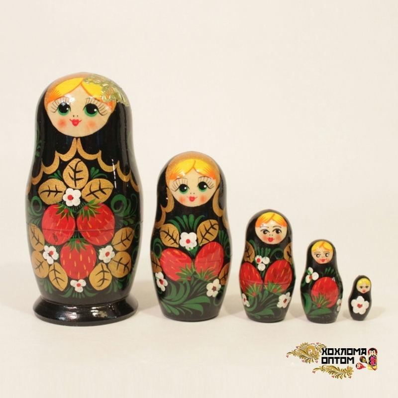 Матрешка 5-ти кукольная Хохлома с бабочкой (1шт) - 10139**