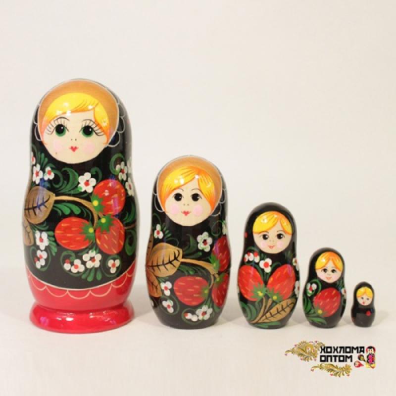 Матрешка 5-ти кукольная Хохлома Вятка (1шт) - 10150**