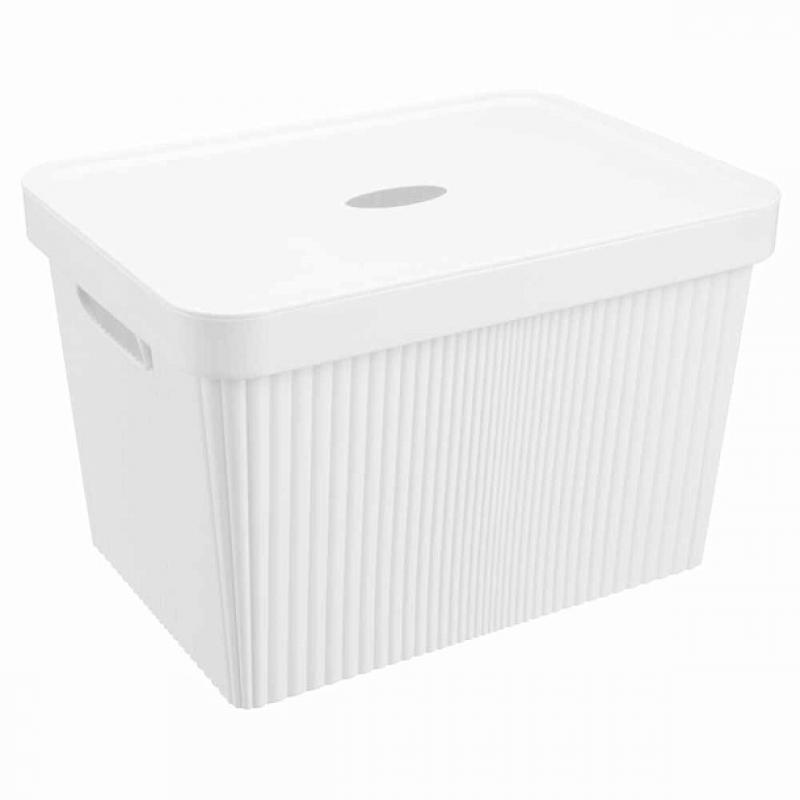 Корзинка пласт 20л 38*27*24,9см Вельвет с/кр (коробка) бел. (4шт) - 434249716