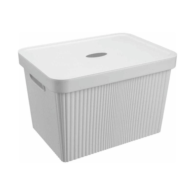 Корзинка пласт 20л 38*27*24,9см Вельвет с/кр (коробка) св.-сер. флэк (4шт) - 434249738