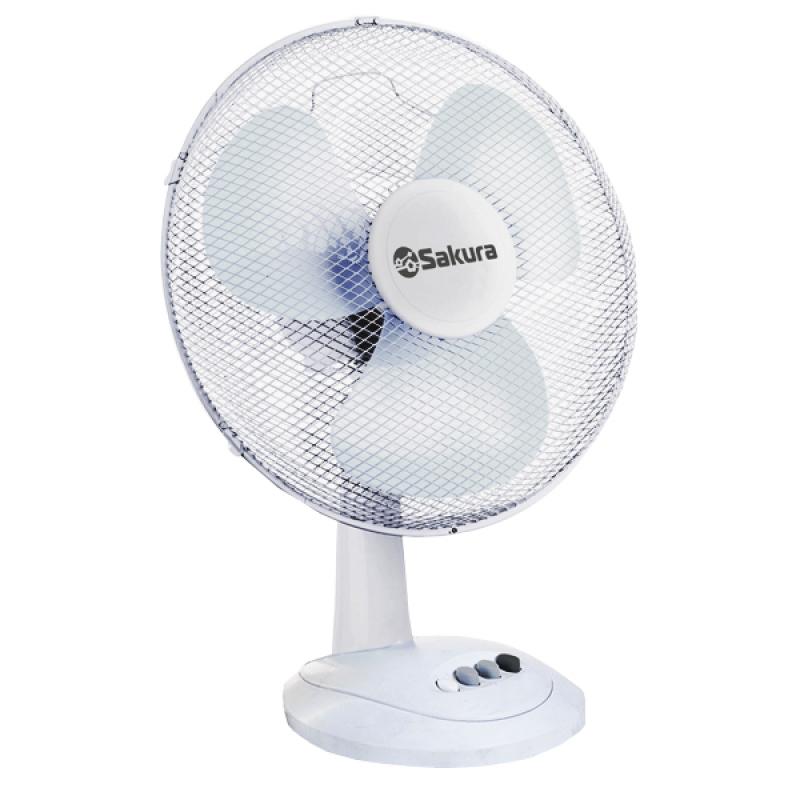 Вентилятор настольный Sakura 30Вт 3 режима поворот на 90гр бело-прозр. (1шт) - SA-14G