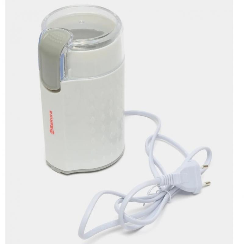 Кофемолка эл 200Вт обьем 50г Sakura бел. (24шт) - SA-6163W **