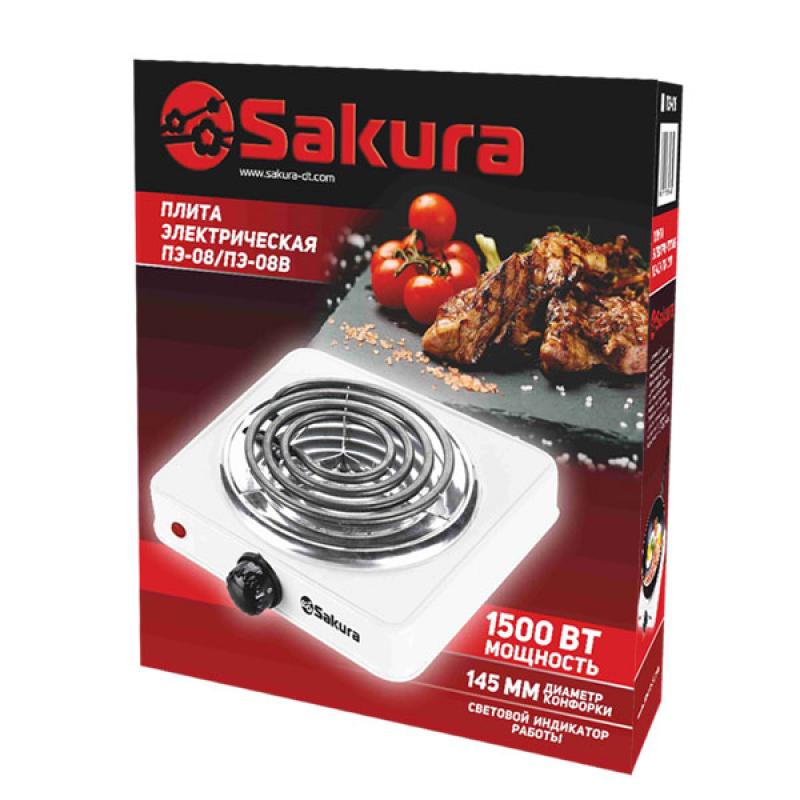 Плитка эл 1 конф спираль 1500Вт 150мм Sakura черн. (12шт) - ПЭ-08В