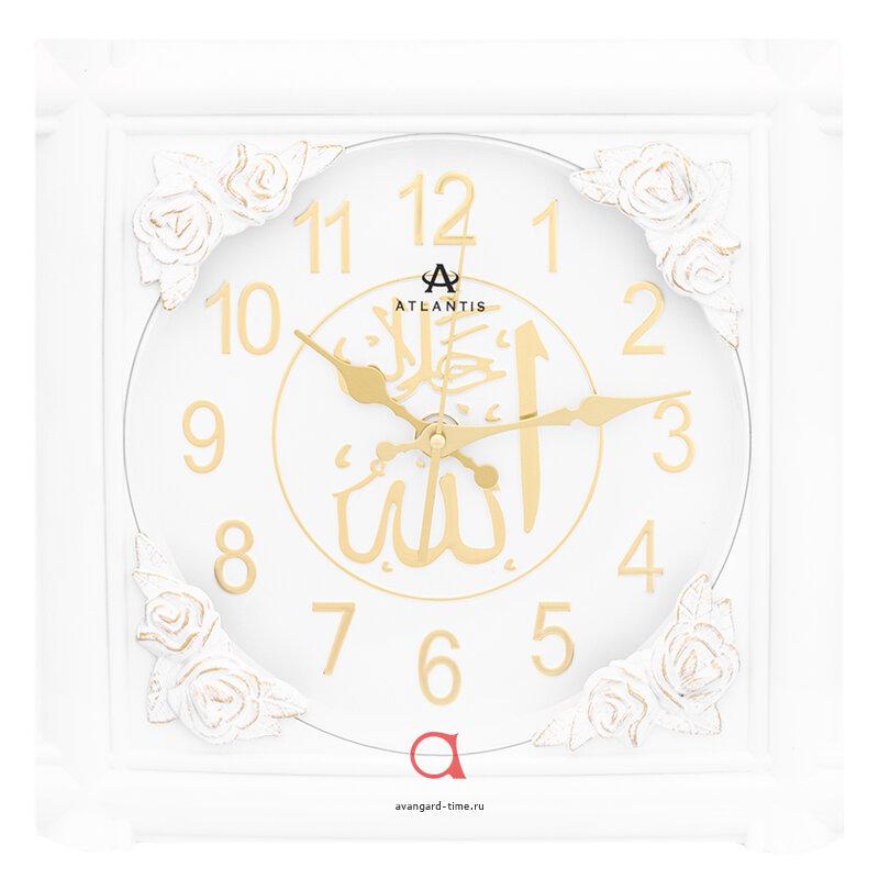 Часы настенные Atlantis квадрат 38х38см Мусульманские 204W-A white **