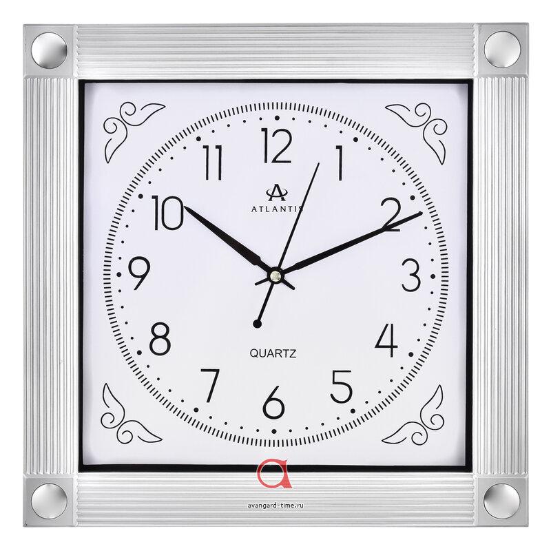 Часы настенные Atlantis квадрат 28,6х28,6см (20шт) - TLD-3607В silver**