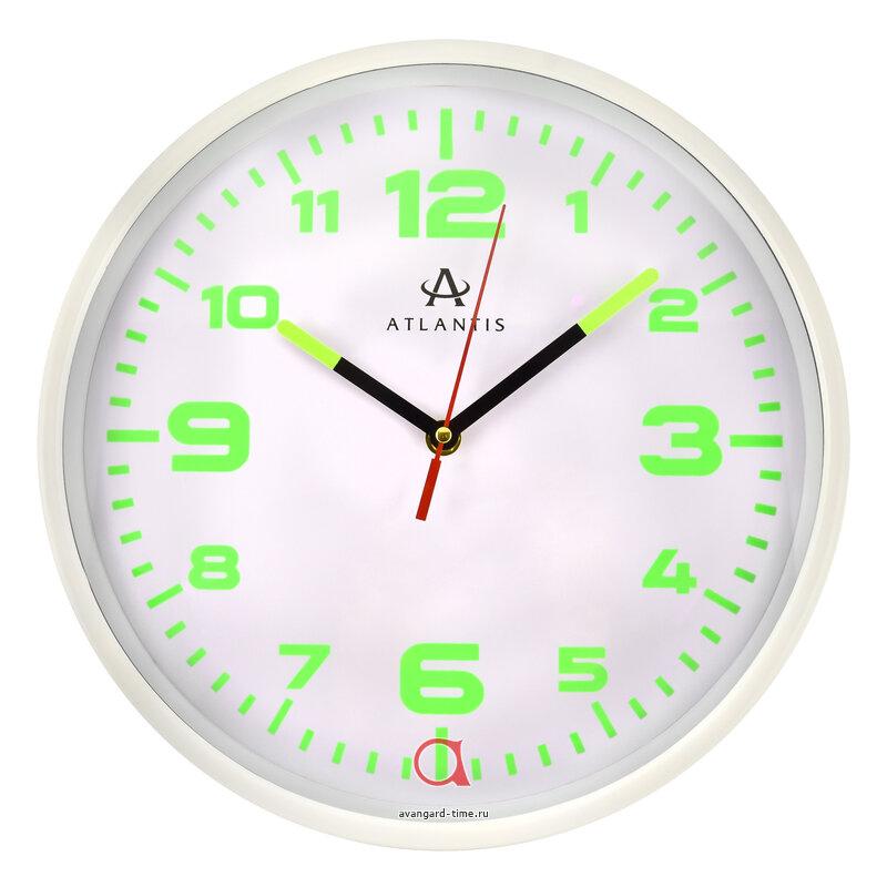 Часы настенные Atlantis круг 31см с подсветкой - 612А11 white**